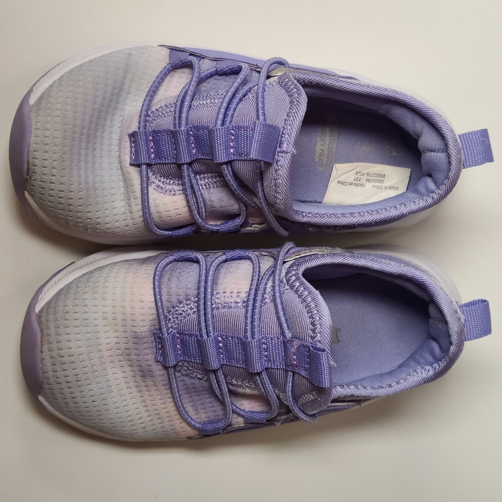 EUC Purple, Gray & Pink Tie-Dye Kids Cage Knit Sneakers SlipOn Shoes Memory Foam - Picture 4 of 5